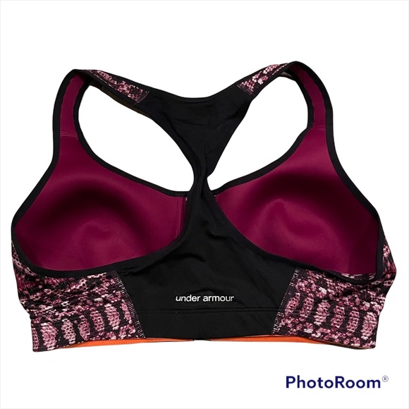 Under Armour Zip Front Racerback Sports Bra size 38D Preowned animal print - Picture 3 of 4